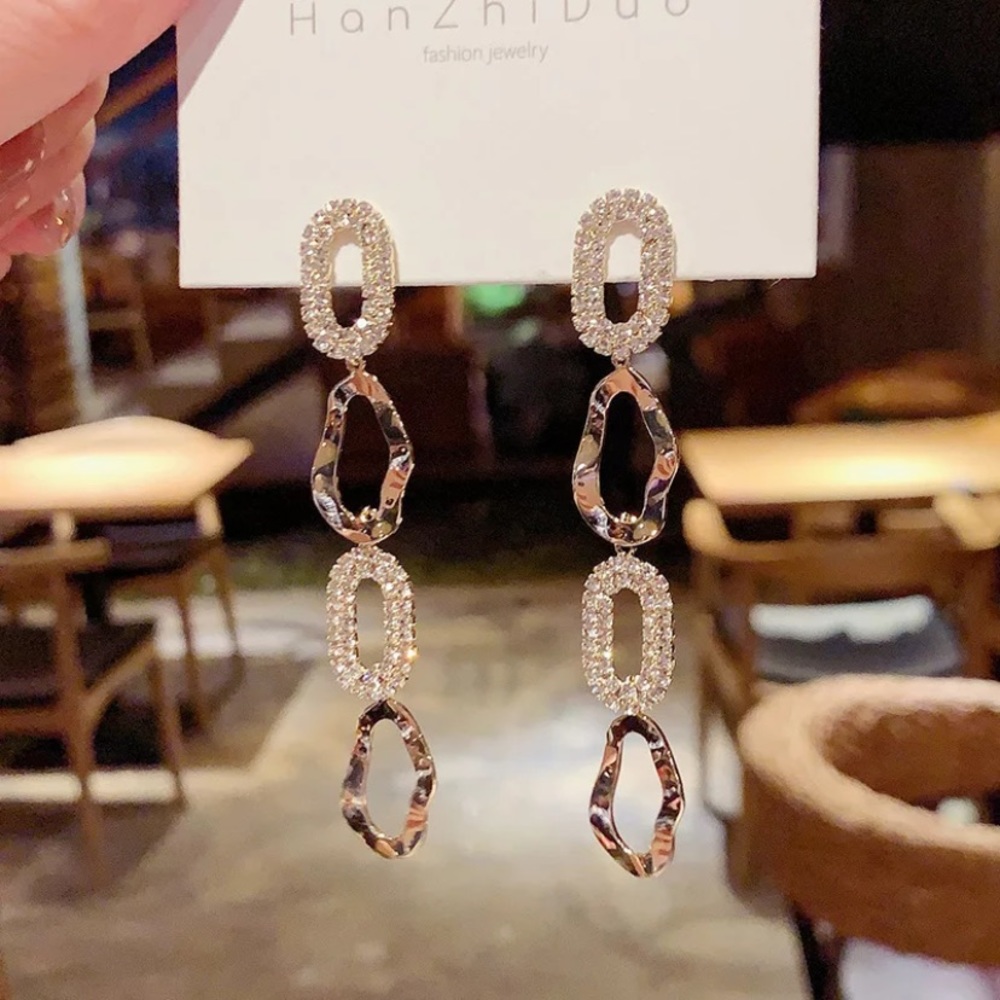 New 18k gold plated diamond earrings - Picture 4 of 4